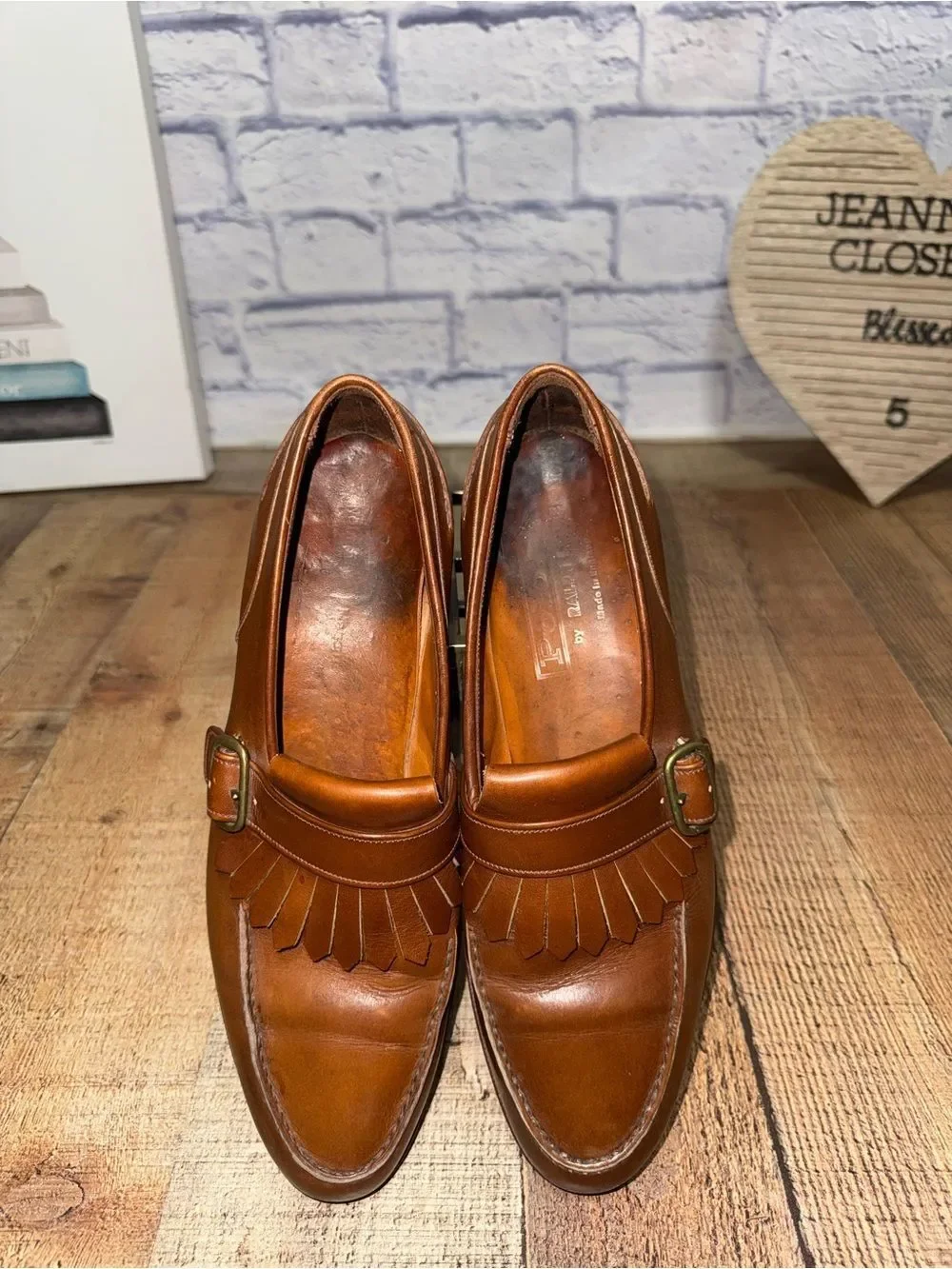 Vintage Polo Ralph Lauren Neiman Marcus Brown Leather Kiltie Monk Strap Loafers